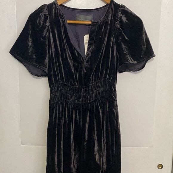 NWT Anthropologie Somerset Gray Tiered v neck velvet maxi dress XXS - Picture 14 of 14